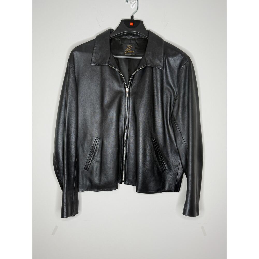 VNTG JJ Williams Unisex Leather Coat Sz XXL Full Zip London